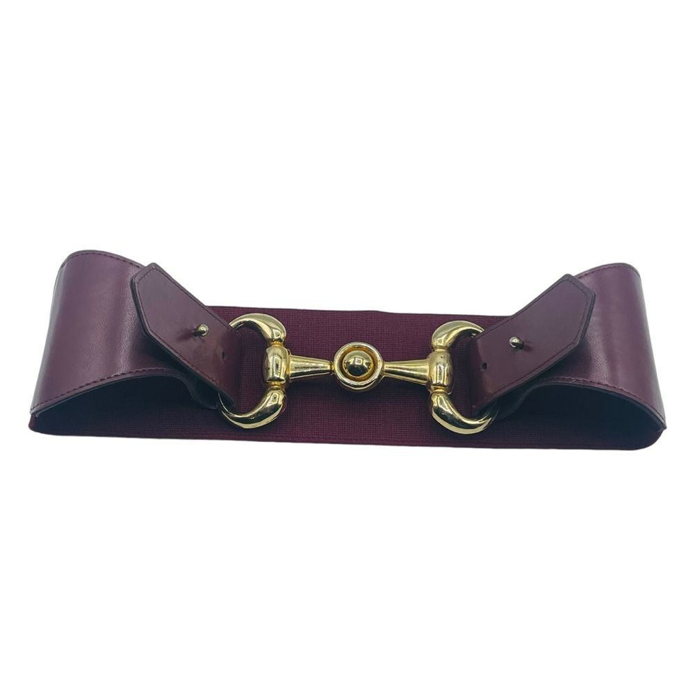Stretch Belt with Gold Tone Bit Buckle Sz Small Made in USA